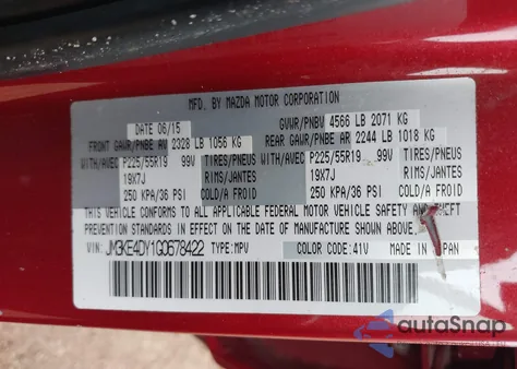 2016 Mazda Cx-5 Grand Touring from USA, damaged, VIN JM3KE4DY1G0678422